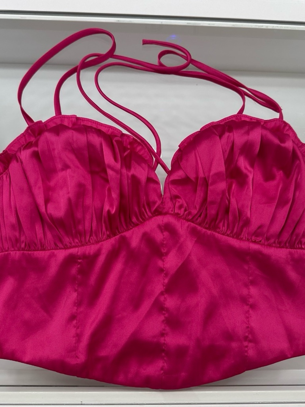 Satin Fuchsia Bustier Crop Top